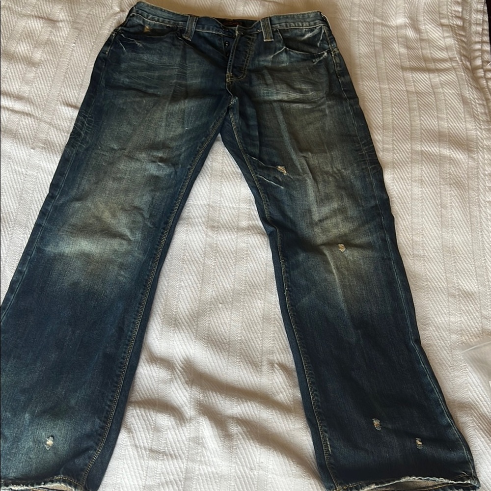 Ed Hardy Men's Distressed Blue Jeans 34/34